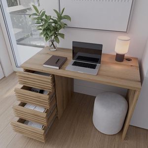 Bisett 120x60 - bureau met lades - 4 lades - computerbureau - lattenbodem - bruin - ambachtelijk eiken - Maxi Maja