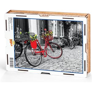 Houten Puzzel | De rode fiets - Houten Legpuzzel - 500 Stukjes - 29,5 x 44 cm
