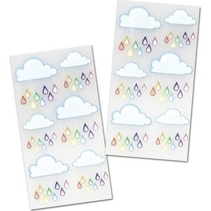 Stickervellen Wolken en Druppels - Vellum Stickers - Stickervellen - Knutselen Meisjes - Knutselen Kind - Stickers Volwassenen - Stickervellen Volwassenen - Kaarten Maken - Stickers Kind - Beterschapskaart Maken