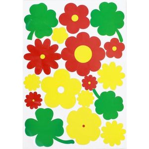 Adhesive bloemen rood/geel/groen 35x50cm