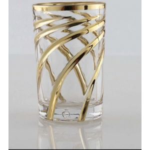 Waterglazen - Set van 12 stuks - 16CL - Waterglas - Drinkglazen - Luxe waterglazen - Gouden design