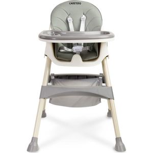 Caretero Bill Kinderstoel 2in1 Grijs - Babystoel - Baby Eetstoel - Babystoel voor aan Tafel - Verstelbaar Blad - Afneembare Bekleding - Voetensteun - Kinderstoeltje voor Peuter - Peuterstoel