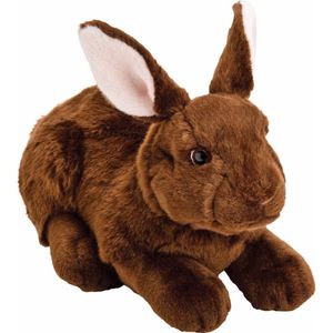 Pluche knuffel konijn/haas donkerbruin 35 cm