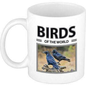 Dieren foto mok Raaf - 300 ml - birds of the world - cadeau beker / mok Raven liefhebber