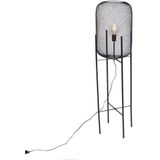 QAZQA bliss_mesh - Moderne Vloerlamp | Staande Lamp - 1 lichts - H 1350 mm - Zwart - Woonkamer | Slaapkamer