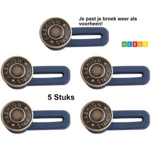 *** 5 Stuks Brons - Knoopsgat Verlenger - Broekverbreder - Verbreden Jeans - Zwanger Buikband - Knoopsgaten Elastiek -van Heble® ***