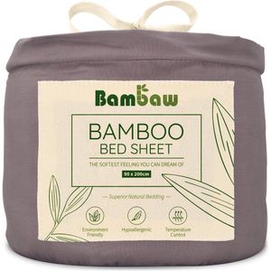 Bamboe Hoeslaken | 1-Persoons Eco Hoeslaken 90cm bij 200cm | Donkergrijs | Luxe Bamboe Beddengoed | Hypoallergeen Hoeslaken | Puur Bamboe Viscose Rayon Hoeslaken | Ultra-ademende Stof | Bambaw