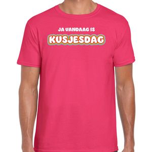 Bellatio Decorations Verkleed T-shirt voor heren - kusjesdag - roze - carnaval - foute party XL