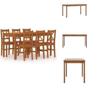 vidaXL Houten Eethoek - Tafel 140x70x73 cm - Stoel 39.5x43x85 cm - Honingbruin - Set tafel en stoelen