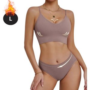 Nivard Lingerie Set Zonder Beugel - Zonder Bandjes - Push-up Bh's - Comfort Beha - Comfortabel - BH - Paars - Maat M