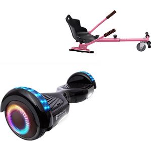 E-Mobility Rentals Hoverboard Met Hoverkart Roze - Regular Zwart - Verlengde Afstand - 6.5'' Wielen - Oxboard - 15kmh - Bluetooth Speakers - LED Verlichting - UL2272 Gecertificeerd - Anti lek banden - Cadeau voor Kinderen, Tieners en Volwassenen