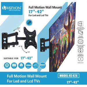 Vizyon Universele Monitor Muurbeugel - Wand Ophang Beugel Steun - Televisie Ophangsysteem Muur Ophangbeugel - Wall Mount Houder - TV Monitorbeugel Wandsteun Ophangsysteem - Voor Schermen Van 14-42 Inch - Licht Kantelbaar