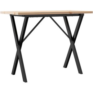 The Living Store Eettafel X-frame 100x50x75,5 cm massief grenenhout en gietijzer - Eetkamertafel - Houten Tafel - Grenenhouten Tafel - Eettafel Met X-frame - Salontafel