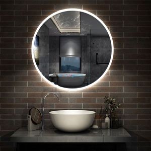 LED-badkamerspiegel 50x50cm met verlichting, aanraakschakelaar, anticondens, wit licht/warm wit licht/warm licht, instelbare helderheid, uitschakelgeheugen