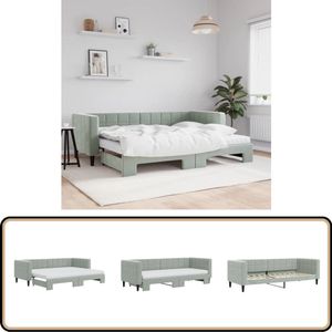 vidaXL Slaapbank met onderschuifbed lichtgrijs Slaapbank - Sofa Bed - Tweepersoonsbed - Onder Schuifbed - Lounge Meubels
