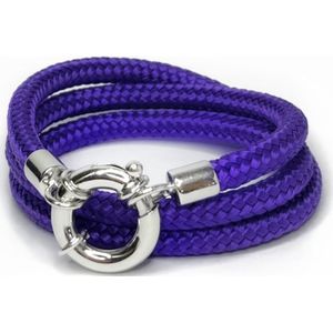 NIEUW! - Jolla - dames wikkelarmband  - zilver - touw - Classic Rope - Paars