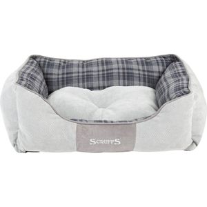 Scruffs Highland Box Bed - Stevige Hondenmand van Hoogwaardige Chenille stof met anti-slip onderzijde - Kleur: Grijs, Maat: Medium