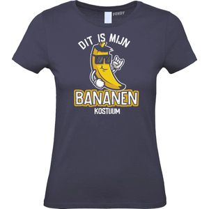 Dames t-shirt Bananen Kostuum | Carnavalskleding dames | Carnaval Kostuum | Foute Party | Navy Dames | maat L