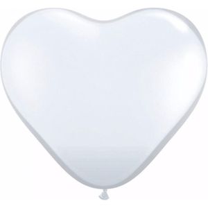 Hartjes ballonnen wit 90x stuks - Bruiloft/huwelijk feestartikelen/versiering