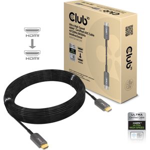 CLUB3D Ultra High Speed ââHDMI 2.1â¢ gecertificeerde AOC-kabel 4K120Hz/8K60Hz Unidirectioneel M/M 15m