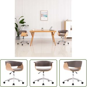 The Living Store Draaibare Kantoorstoel - Taupe - 59.5 x 58 x (66-74) cm - Ergonomisch Design - Kantoorstoel - Draaibare Stoel - Ergonomische Stoel - Taupe Fauteuil - Home Office Meubilair