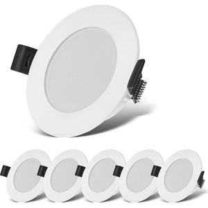 B.K.Licht - LED Badkamer Inbouwspots - set van 6 - IP44 - wit - badkamerverlichting - wit licht - 8.5x2.5 cm (DxH)