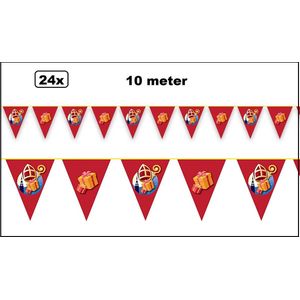 24x Vlaggenlijn Sinterklaas kado 10 meter - Sint en piet Sinterklaas feest 5 december Sint Nicolaas