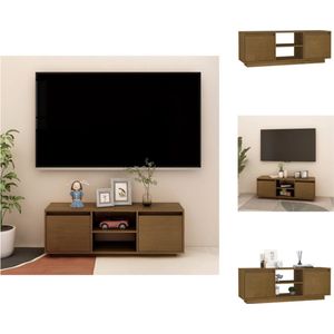vidaXL TV-meubel Grenenhout 110x30x40 cm - Hifi kast met lades en opbergschappen - Kast
