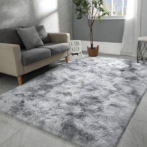 Vloerkleed, rond-shaggy hoogpolig tapijt voor woonkamer, langpolig tapijt, hoogwaardig, zeer onderhoudsvriendelijk, draaddicht, voor binnen (grijs, 60 x 100 cm)