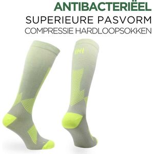 Norfolk Compressie Sokken - Hardloopsokken met Anti Bacterieel Meryl Skinlife - Compressiekousen Hardlopen - Sportsokken - Grijs - 39-42 - Valencia