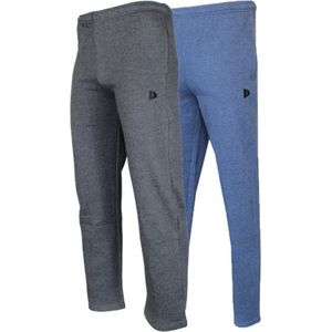 2-Pack Donnay Joggingbroek rechte pijp dunne kwaliteit - Sportbroek - Heren - Maat S - Charcoal-marl/Dark blue marl
