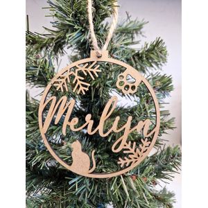 Kerstbal - Kersthanger - Gepersonaliseerd - Hond - Kat - Hout - Kerstmis - Kerstboomdecoratie