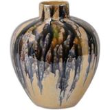 Rasteli Vaas Keramiek Goud-Zwart-Bruin-Parelmoer D 27 cm H 31,5 cm