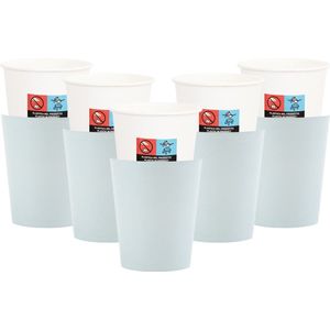 Givi Italia Feestbekers met hoesjes - 40x - baby blauw - papier - 250ml - kinderfeestje - kartonnen bekertjes