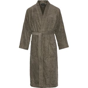 Kimono badstof katoen – lang model – unisex – badjas dames – badjas heren – sauna – taupe - L/XL
