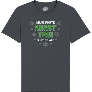 Mijn Foute Kersttrui Is Uit De Was - Groen - kerstcadeau - Dames / Heren / Unisex Kerst Kleding - Grappige Feestdagen Kleren - Unisex T-Shirt - Mouse Grijs - Maat 3XL