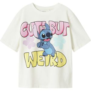 NAME IT NKFFANA STITCH SS NREG TOP BOX WDI Meisjes T-shirt - Cloud Dancer