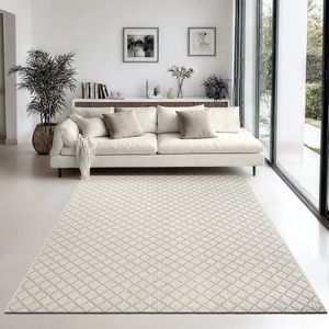 The carpet Mirella - modern vloerkleed, gestructureerde weefstijl in neutrale tinten, onderhoudsvriendelijk, ideaal voor woonkamer, slaapkamer, kantoor., Cream, 160 x 230 cm