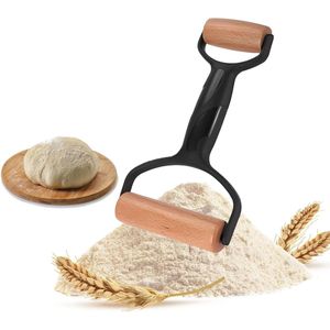 Houten Deegroller - Antiaanbaklaag - 1 stuk - Zwart - Diameter 12,5 cm