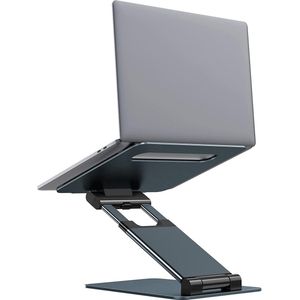 Laptopstandaard, ergonomische notebookstandaard, in hoogte verstelbaar van 2,1 inch tot 21 inch, ondersteunt tot 22 pond laptopstandaard voor bureau, compatibel met MacBook alle laptops van 10-17 inch, grijs