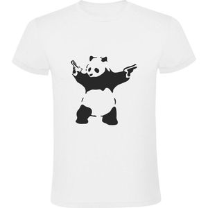 Pandabeer met geweren Heren T-shirt | Dier | Beest | Zoogdier | Beren | Stoer | Grappig