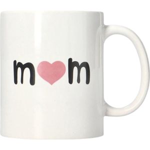 Drinkbeker MOM - wit - Keramiek - 8 cm - Moederdag - I LOVE MOM - Beker - Mok