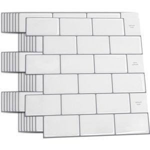 3D Subway Zelfklevende Tegelstickers - Keuken Badkamer - Wit Grijze Voegen - Peel Stick Backsplash - 30x30 cm