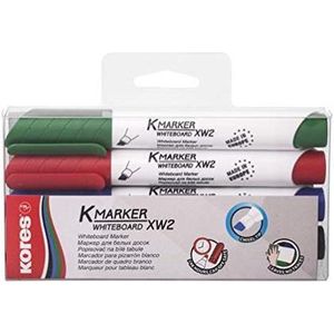 Kores whiteboard markers XW2, beitelvormige punt 3-5mm, etui 4 stuks