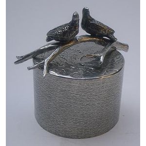 Sokkel met tortelduifjes - Zilvertin Asbeeld Dieren Urn Voor Uw Geliefde Duif of Vogel - Kat - Hond - Paard - Konijn