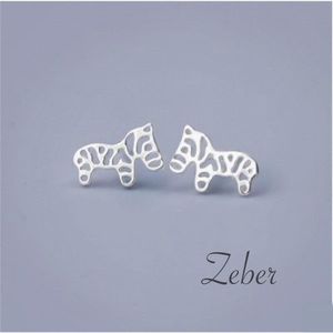 Gading® Oorknopjes zilver - meisje dames Oorknoppen  7mm - 10mm -Zebra- zilver 925