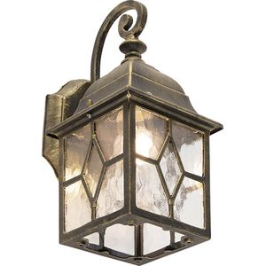 QAZQA londen - Landelijke Wand lantaarn voor buiten - 1 lichts - D 178 mm - Brons - Buitenverlichting