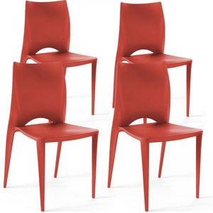 Oviala - Set van 4 rode plastic stoelen