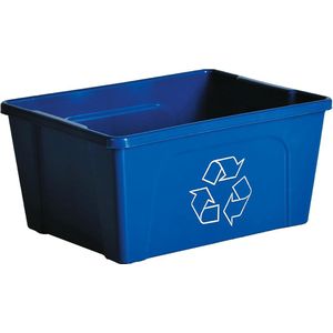 Papierbak met recycle-symbool, blauw