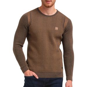 Gabbiano Trui Knit Trui Geometrisch 614765 4412 Khaki Brown Mannen Maat - L